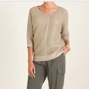 Chico's metallic crochet sweater S
